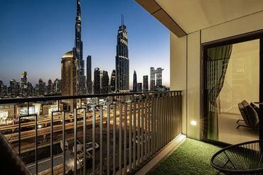 Stunning balcony in our 2Bed overlooking Burj Khalifa (world's tallest building)