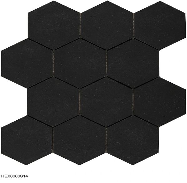 black hexagonal mosaic tile