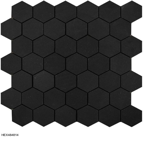 black hexagonal mosaic tile