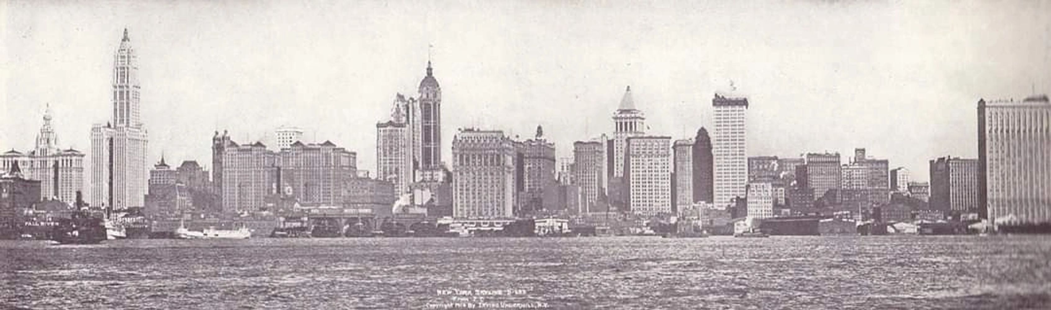 The skyline of lower Manhattan as it appeared circa 1914.