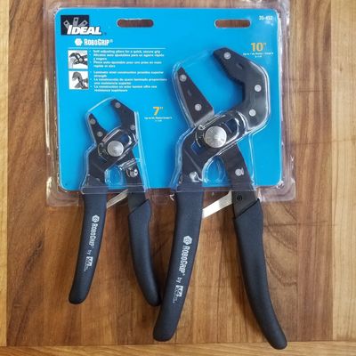 Ideal brand RodGrip pliers set with 7" and 10" locking pliers in packaging.