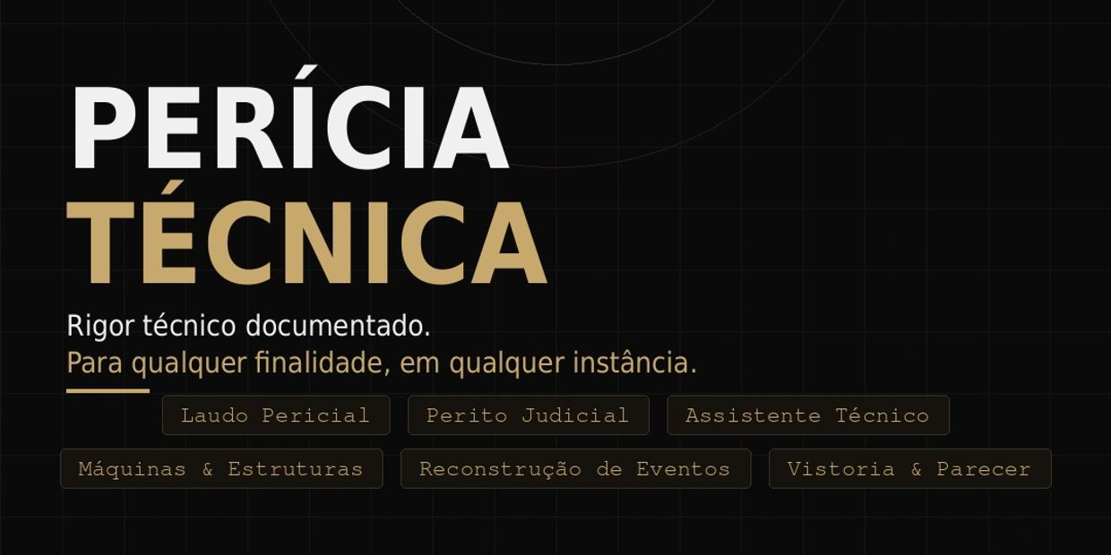Imagem publicitária sobre perícia técnica e seus serviços.