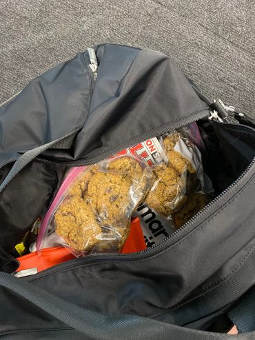 Allie always has homemade snacks for travel.