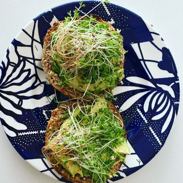 Ezekiel English muffins are the perfect snack or breakfast. Throw on some Dijon mustard and dill and