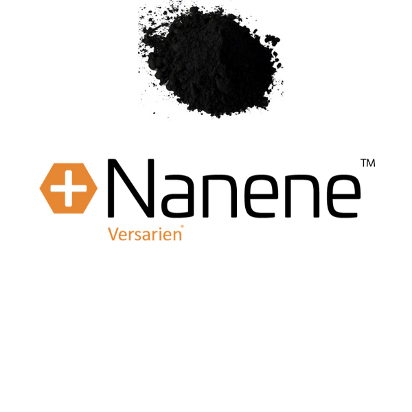 What graphene powder looks like with the Nanene Logo