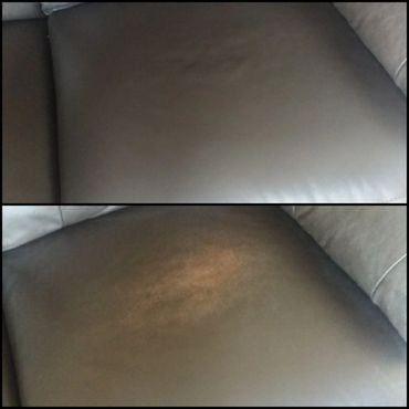 Colour loss due to wear on sofa seat panel.