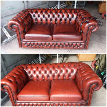 Leather Chesterfield Sofa , re-antiqued