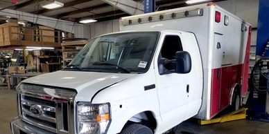Ambulance being remounted Medwerks Remount Ambulance Remounts Pinnacle Emergency Vehicles