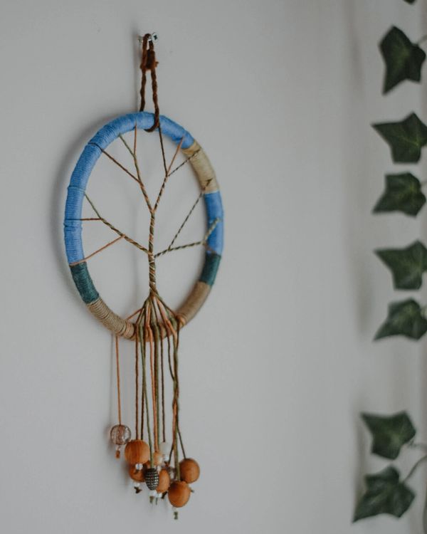 Hand made dream catcher in Rebecca Garratt Therapies therapy room