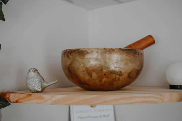 Singing bowl in Rebecca Garratt Therapies therapy room