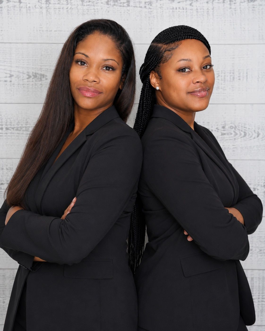 Owners of Assisting High Achievers LLC. Lisa Jones & Erica Blackford standing back to back