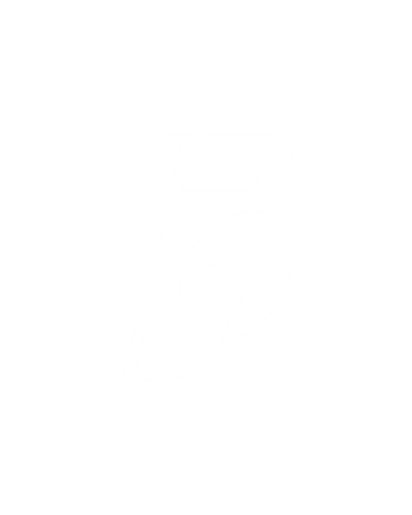 Stylish white letters F, O, D overlapping on a black background.