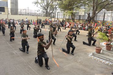 Lathi practice in Gurukul School in Pune