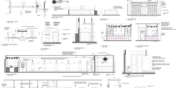 Interior architecture elevations for a restaurant
