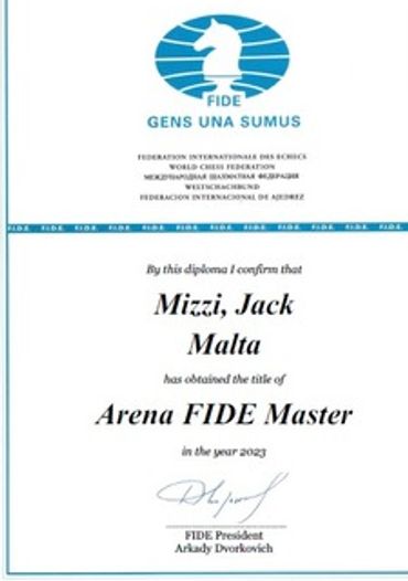 Arena FIDE Master certificate
