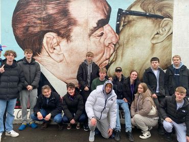 Students at the Berlin Wall "Fraternal Kiss" mural