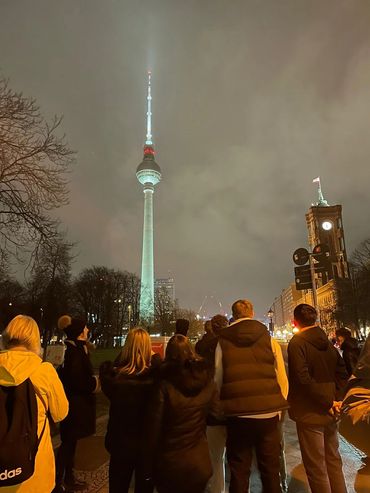 Students viewing Berlin TV Tower, Berlin trip