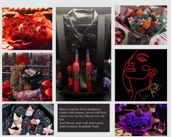 Creative luxury bouquets and drinks combining flowers, money, and style.