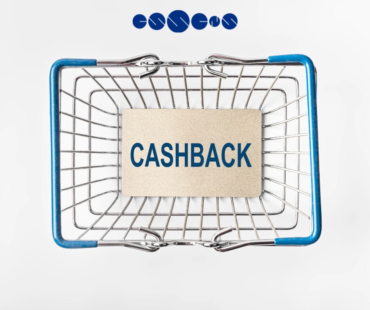 Shopping basket with Essens Logo and the word cashback inside the basket