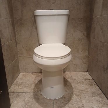 Brand-new toilet installed for improved performance, efficiency, and a perfect seal.