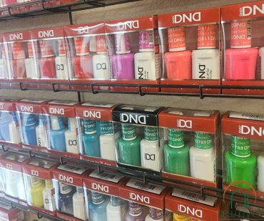 Display of different colors of nail polish