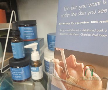 Display of skin care products in a store