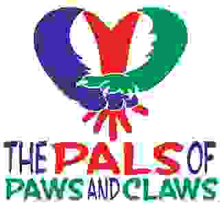 Pals of Paws and Claws logo: a hand, a dog paw, and a cat paw stacked in the shape of a heart.