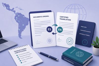 Documents showing original Spanish text and certified English translation.