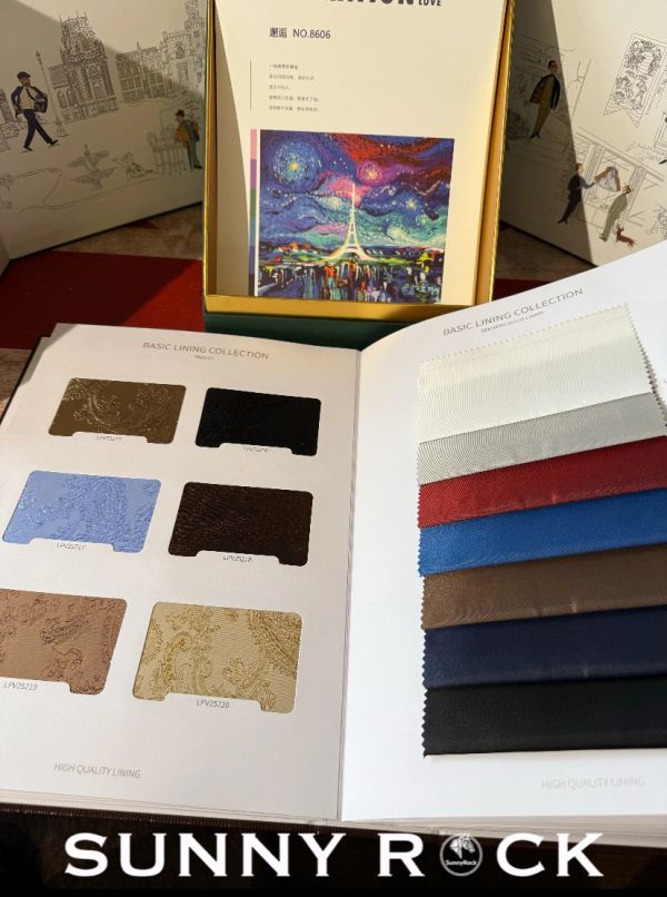 Fabric swatches from Sunny Rock's Basic Lining Collection.