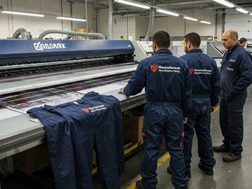 طباعة افرولات المصمم العربي للإعلانات. Coverall SCREEN PRINTING Arabic Designer Advertising