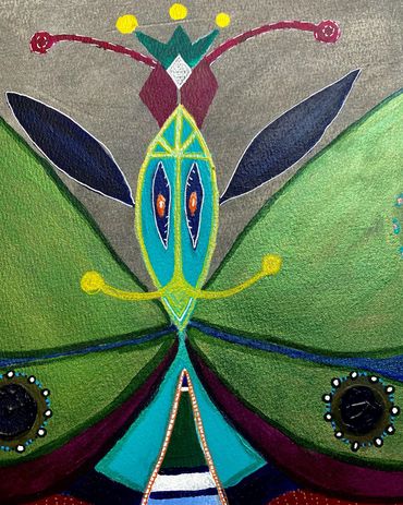 Details of the Butterfly Lovers Figurative Art, from the Spiraliens Series. Male Energy.