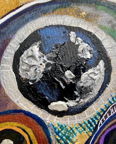 Figurative Art painting on cotton paper. Details of the artwork, tweet of a hummingbird.