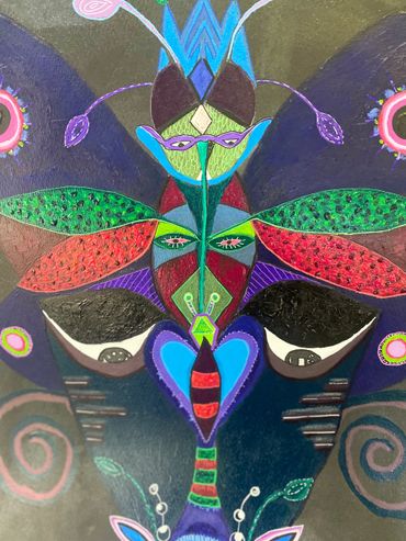 Details of the Butterfly Lovers Figurative Art, from the Spiraliens Series. Female Energy.