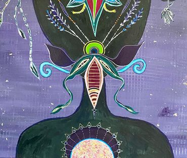 Details of figurative Art painting, ‘Butterfly Lovers III’. Acrylics on linen canvas.