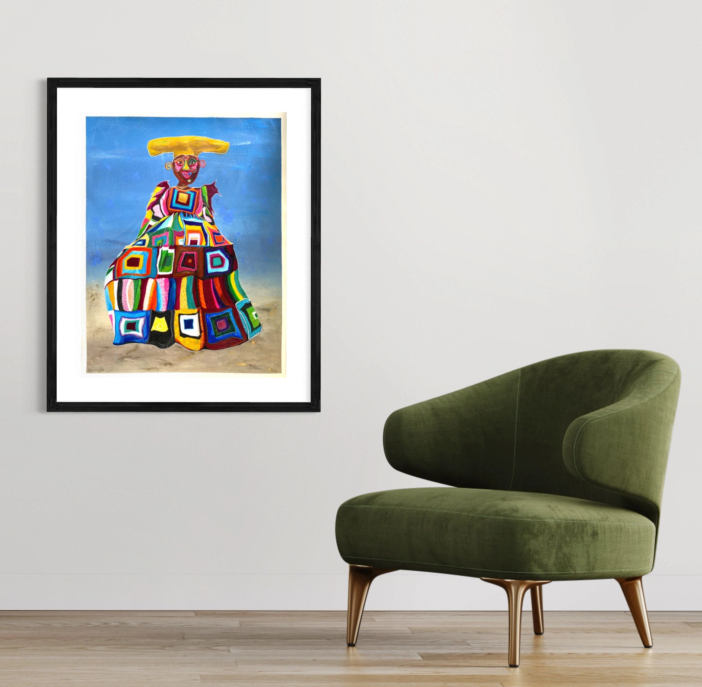 Colourful lady in a dream dress. Abstract, Surreal and figurative Art.
