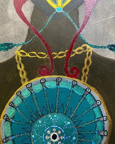 Details of the Butterfly Lovers Figurative Art, from the Spiraliens Series. Male Energy.