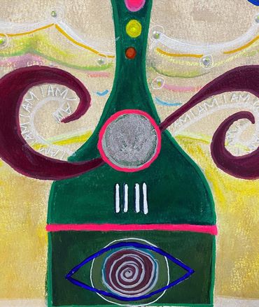 Dali’s Totem, details of the acrylic painting - a tribute to Salvador Dali.