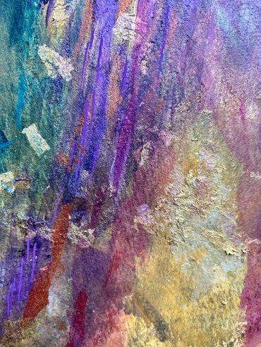 Figurative Art painting on cotton paper. Details of the artwork, tweet of a hummingbird.