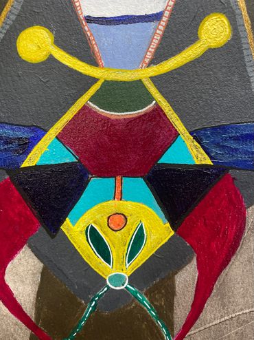 Details of the Butterfly Lovers Figurative Art, from the Spiraliens Series. Male Energy.