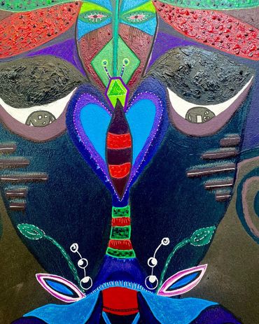 Details of the Butterfly Lovers Figurative Art, from the Spiraliens Series. Male Energy.