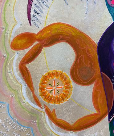 Dali’s Totem, figurative details of the acrylic painting - a tribute to Salvador Dali.