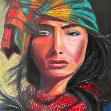 Oil portrait of South East Asian beautiful woman