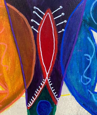 Dali’s Totem, details of the acrylic painting - a tribute to Salvador Dali.