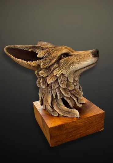 Coyote, sculpture made in stoneware by Cristina Sanchez