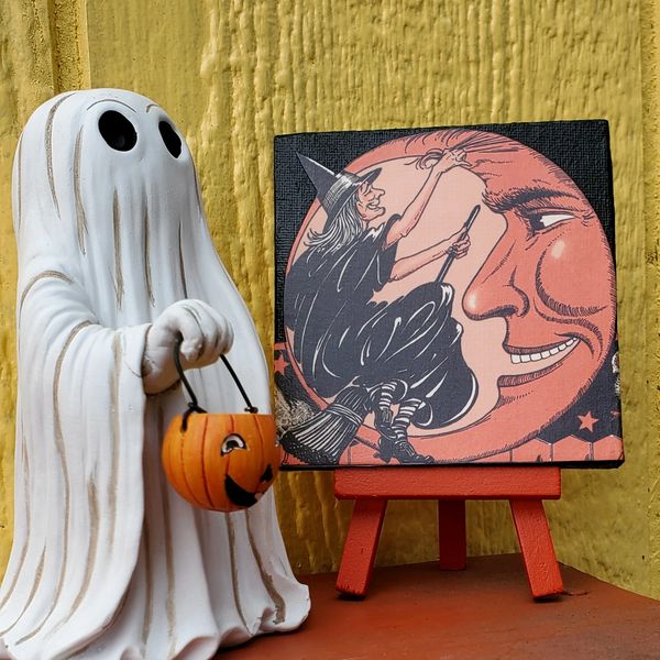 Mr. Ghostly paints his first painting