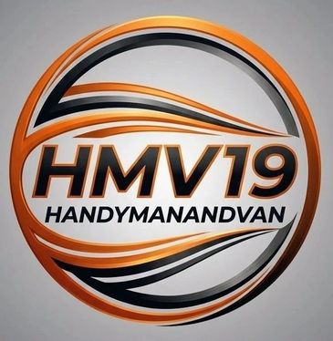 Logo for HMV19 Handyman and Van with orange and black design.