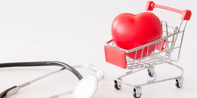 Healthcare consumerism; image of heart in a shopping cart