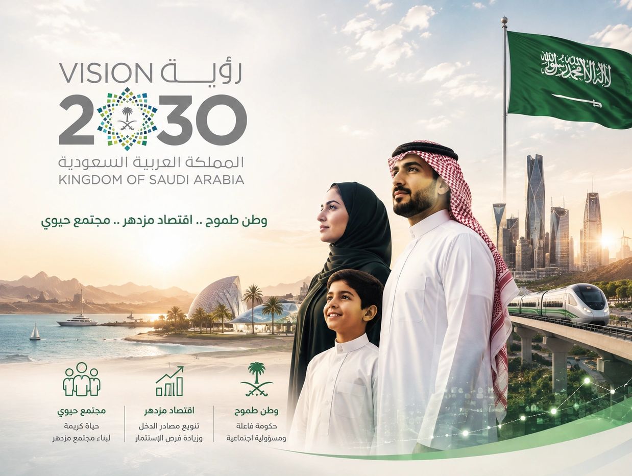 Vision 2030 of Saudi Arabia promoting growth and development.