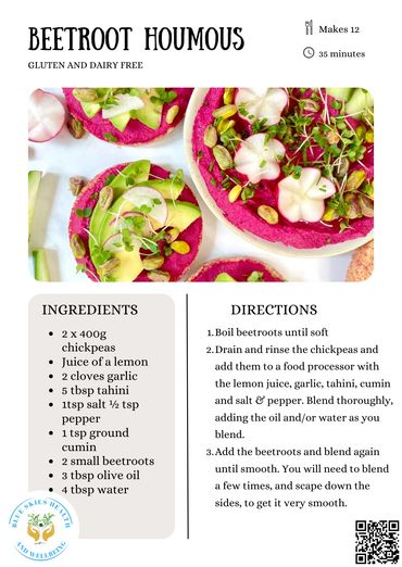 beetroot houmous recipe card