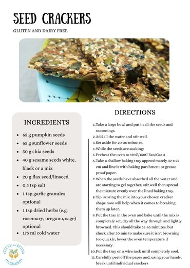 Seed crackers recipe card